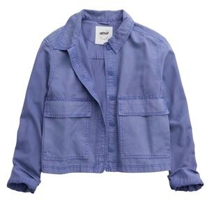 NWT Aerie Blue Cropped Chore Jacket Oversized Button Up Utility Size Small
